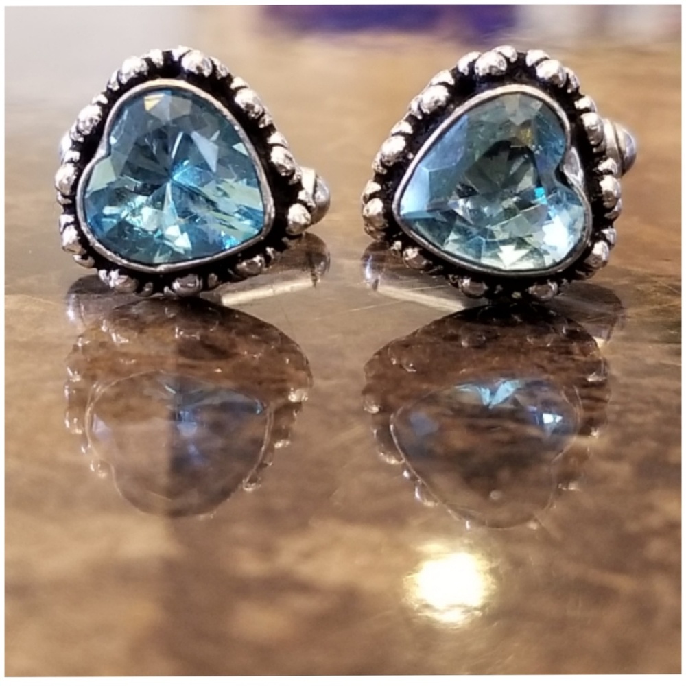 Genuine Beautiful Blue Topaz Heart Cufflinks - Picture 1 of 4